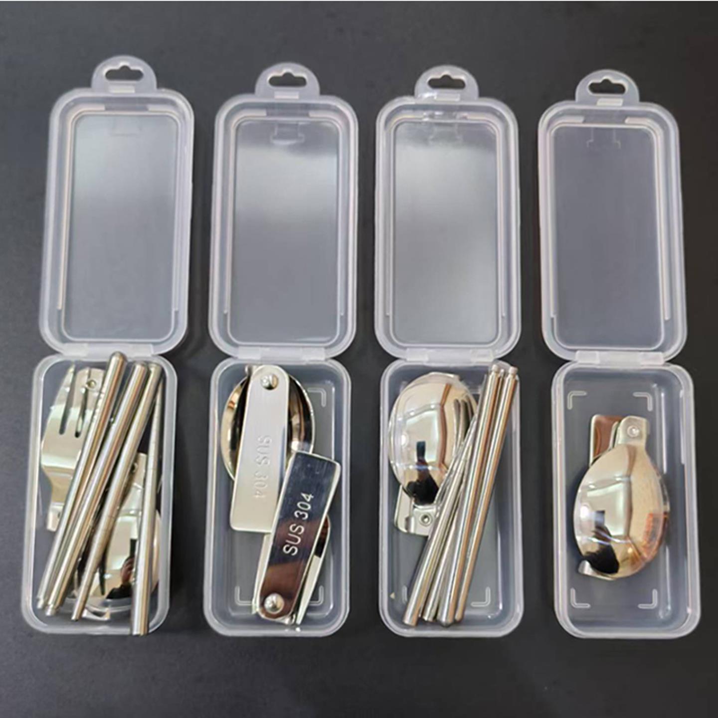 创意折叠勺子304不锈钢户外餐具套组勺叉子一体筷子组可携式餐具