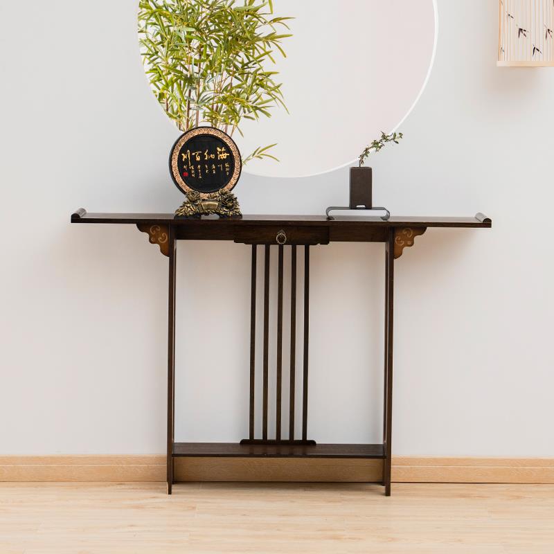 新中式长条玄关桌入户靠墙柜玄关台小条案几现代简约窄供桌置物架