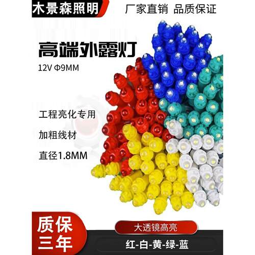 led发光字12v穿孔灯门头广告招牌防水外露灯串9mm彩色点阵字灯珠