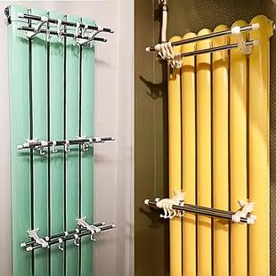 暖气片晾衣架置物架暖气上专用毛巾杆挂钩不锈钢晒衣架 拍2赠1