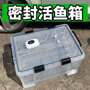 户外车载后备箱活鱼桶加厚大号塑料箱密封运鱼水箱野钓装鱼周转箱