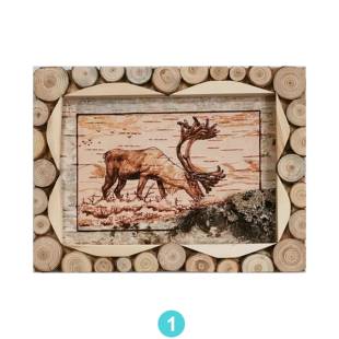 白桦树皮烫烙画19*25敖鲁古雅家居宾馆旅游纪念品手工制作原产地