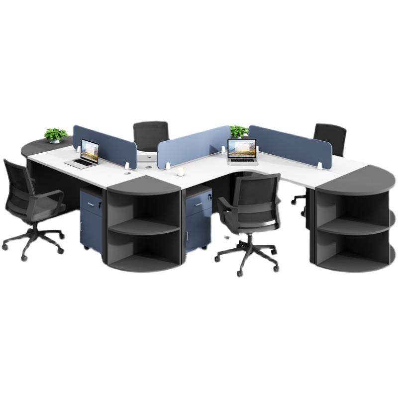 职员办公桌员工办公室家具屏风桌椅组合圆弧异形3/4/6四人5工作位