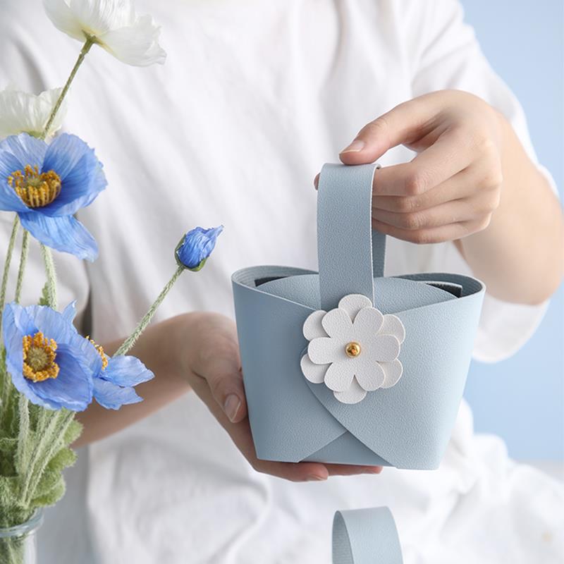 结婚礼皮质包手提喜糖盒带花糖果袋子创意婚庆用品伴手礼盒袋空盒