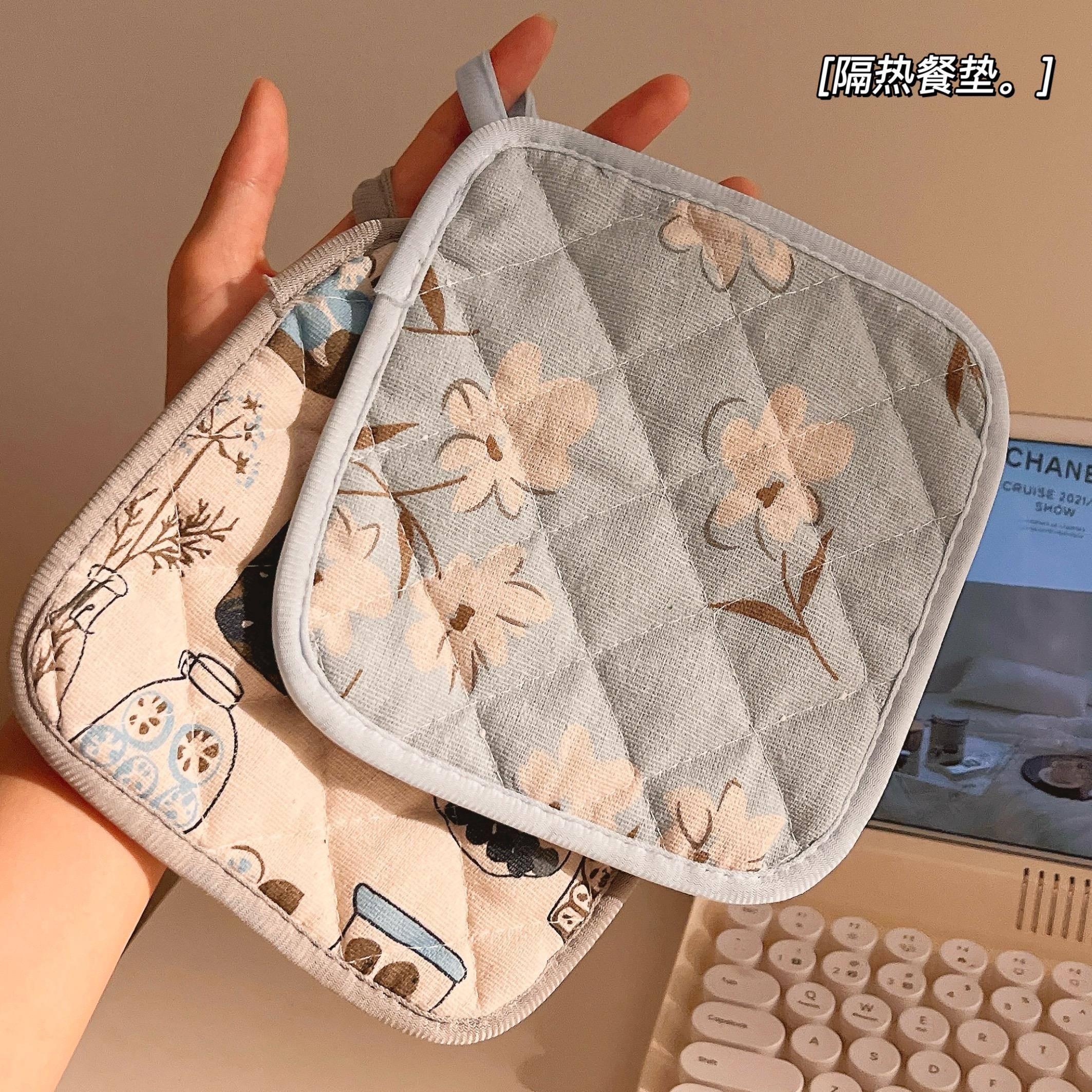 印花防烫餐垫隔热厨房毛巾布隔热垫方形棉质防热锅底碗垫耐热餐垫