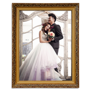 欧式实木相框寸婚纱照相框床头挂墙加冲印照片