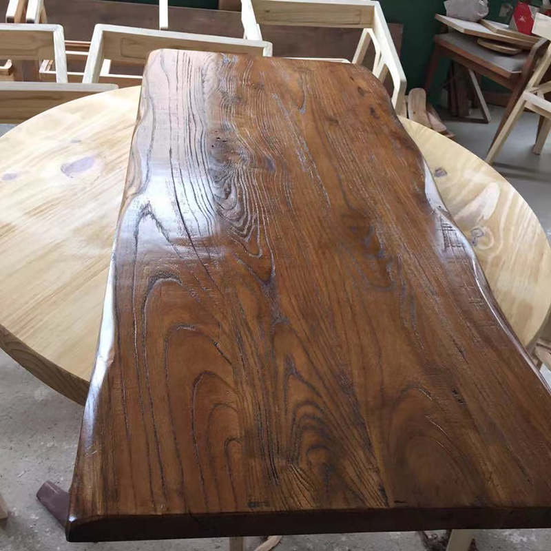北美板实木桌面板板大板老榆木吧台面板书桌面板定制