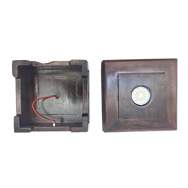 仿古方形黑樟木发光水晶球底座木质小夜灯灯座u插电台灯,家装灯饰光源,小夜灯,淘宝优惠券,粉丝福利购,淘宝优惠卷