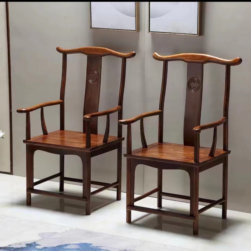 中式家用方凳实木围椅三件官帽仿古椅子茶几单人茶椅阳台靠背椅
