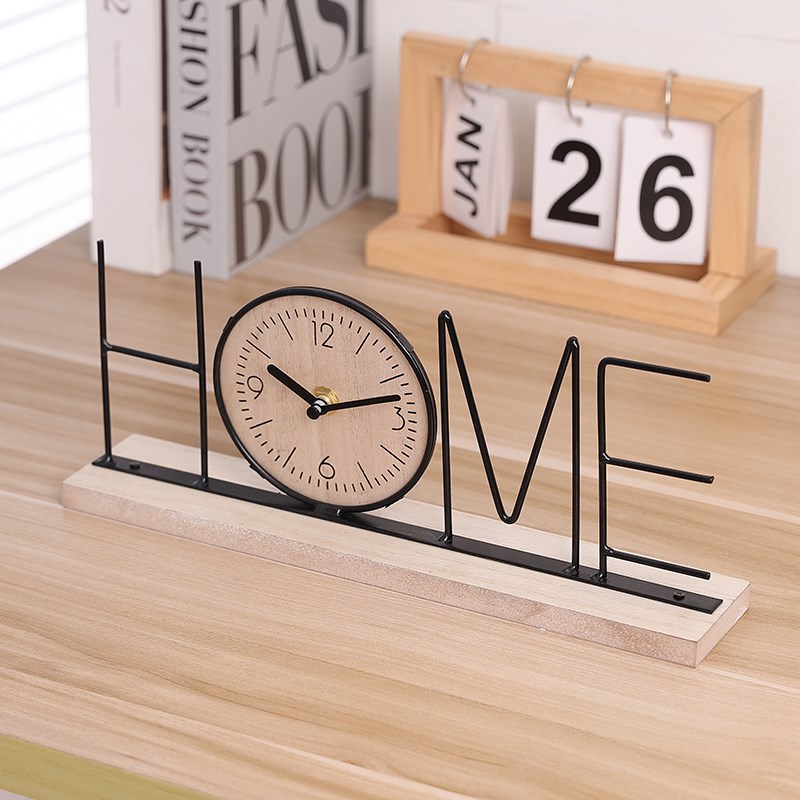 创意字母桌面时钟摆放式客厅台式钟表静音艺术玄关电视柜装饰