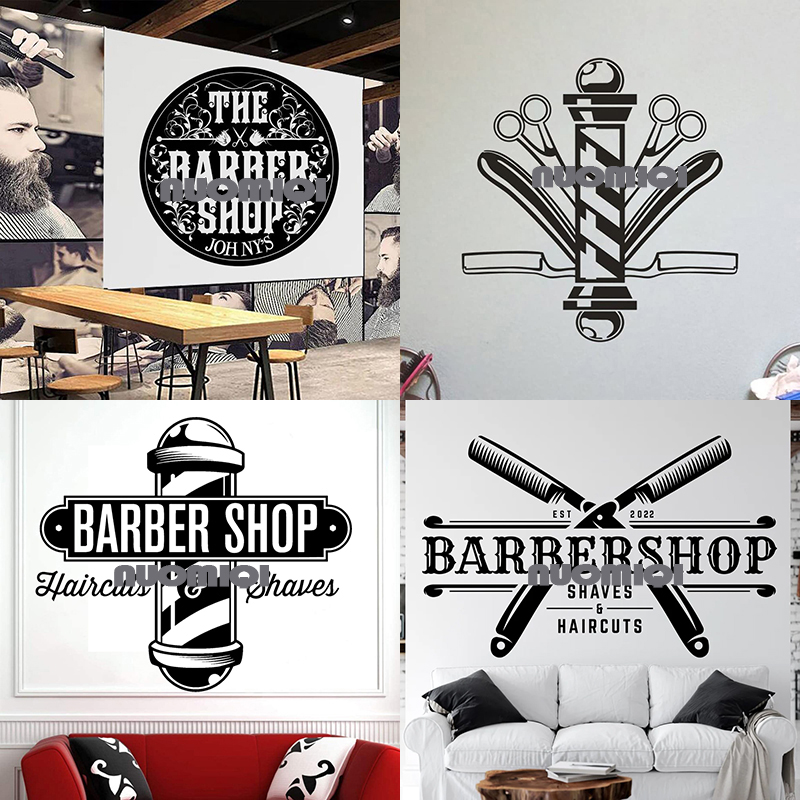 款理发店装饰墙贴Brberhop女士美发沙龙店面橱窗玻璃门贴纸