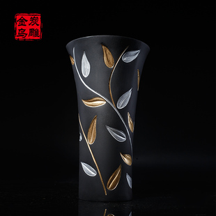 饰品摆设玄关插瓶 家居饰品客厅电视柜装 金乌炭雕 叶叶生辉
