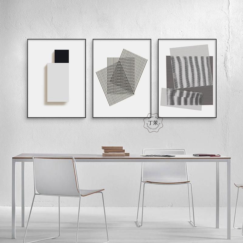 现代极简风抽象画卧室床头餐厅装饰画黑白客厅沙发背景墙挂画