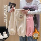 拉布布百搭外穿休闲儿童卡通裤 女童2025冬季 加绒加厚束脚卫裤 子