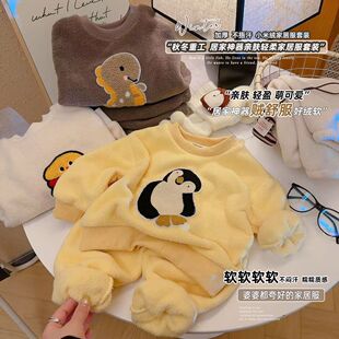 新款儿童睡衣保暖套装秋冬男女童加厚家居服宝宝加绒居家套装