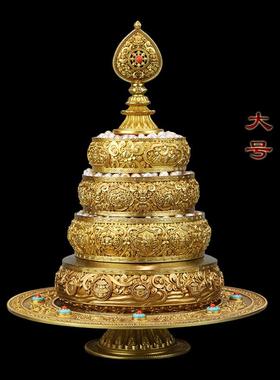 慧宝曼扎盘37供黄铜A款大号佛前曼茶盘配托盘佛堂桌面摆件