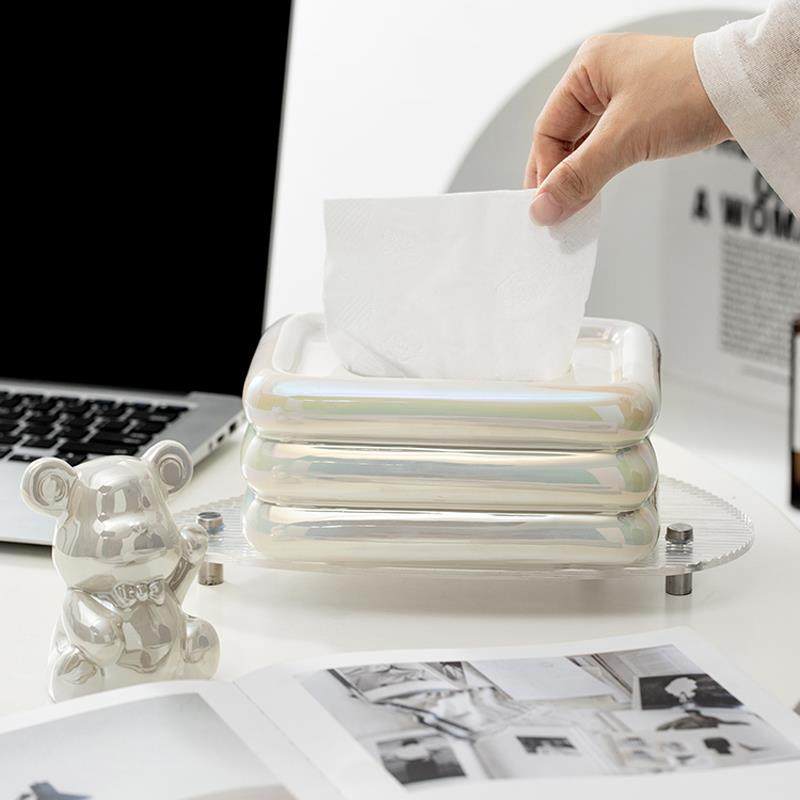 创意陶瓷纸巾盒客厅高档轻奢抽纸盒家用桌面茶几摆件装饰品ins风,收纳整理,纸巾盒,淘宝优惠券,粉丝福利购,淘宝优惠卷