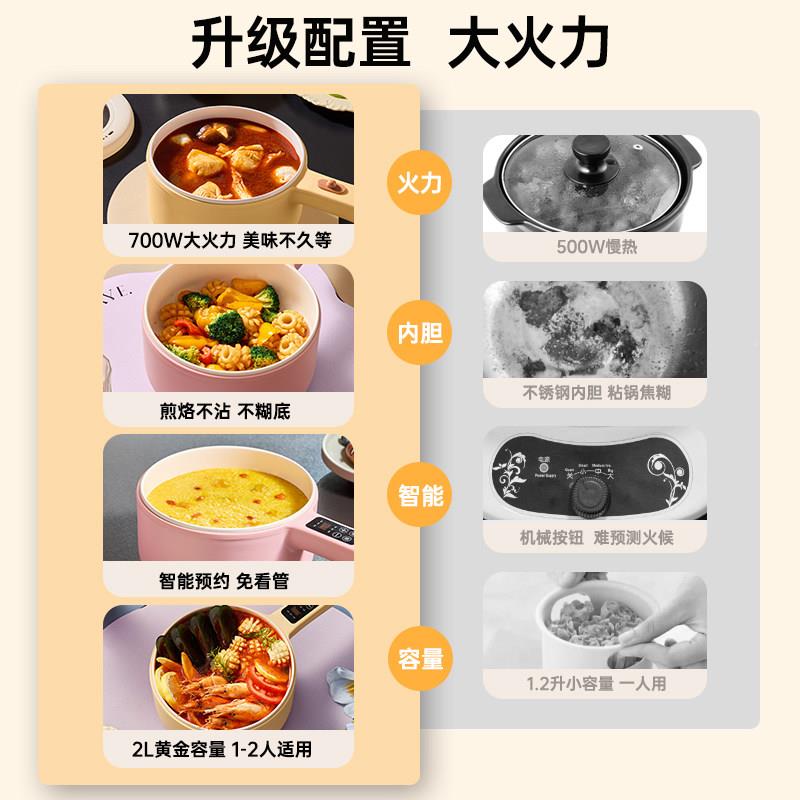 电煮家舍用宿多功能型电火锅小蒸锅电炒锅XHG-200A泡面迷你锅小电