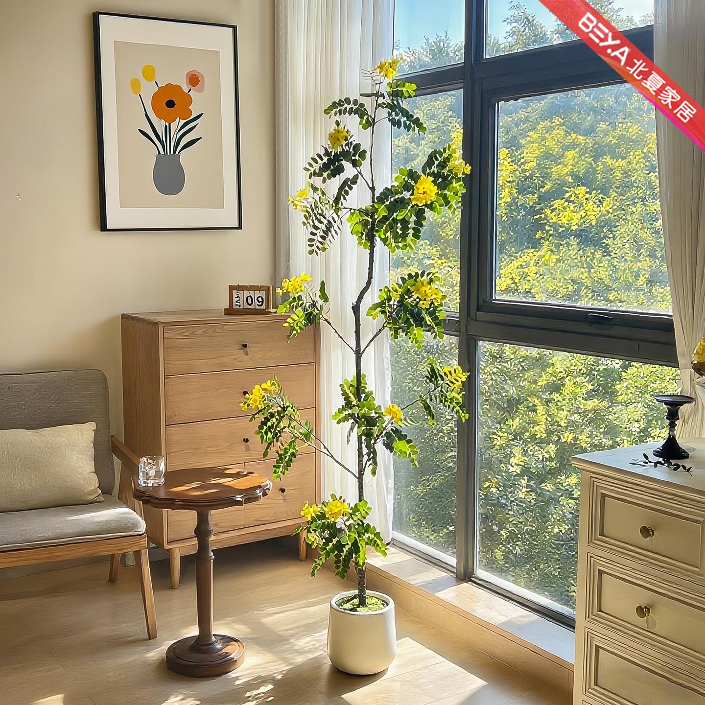 幸福树盆真生植物落地FCB栽室内大型仿绿植摆件客厅仿轻奢装饰花