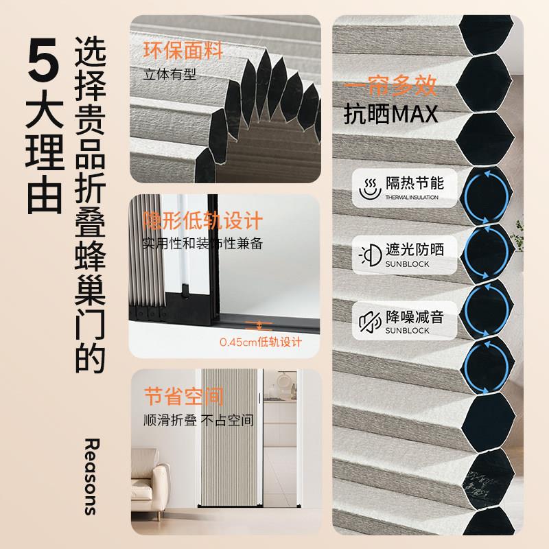 蜂巢帘移门隐形折蜂叠拉式蜂巢移门冬季防风窗帘门帘推防保寒暖窝