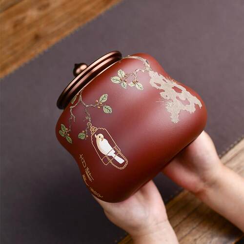 一斤装紫砂茶叶密罐大普洱储存盖超强封罐容量号精品6002高档锡陶