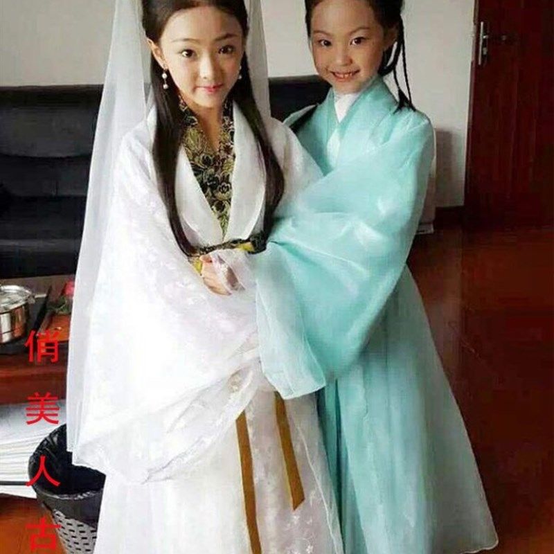 儿童汉服女童白娘子演出服儿童 白素贞古装女小戏骨改良古装小孩