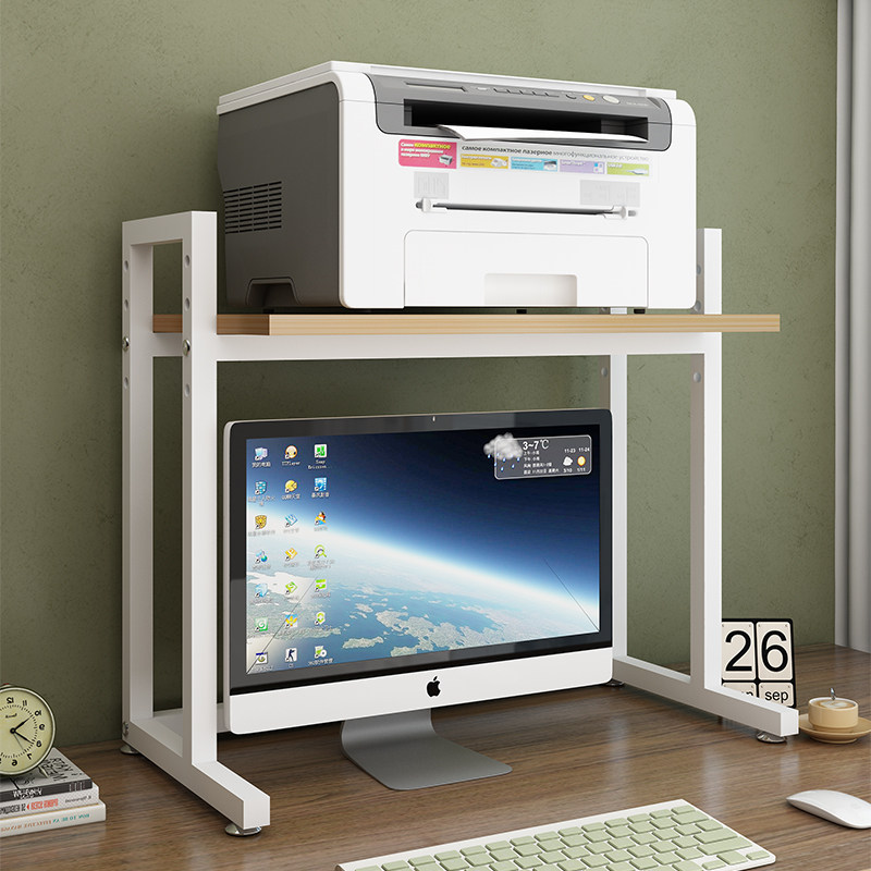 印表机置物架可调节电脑萤幕支架桌面分层书架办公桌上收纳层架子