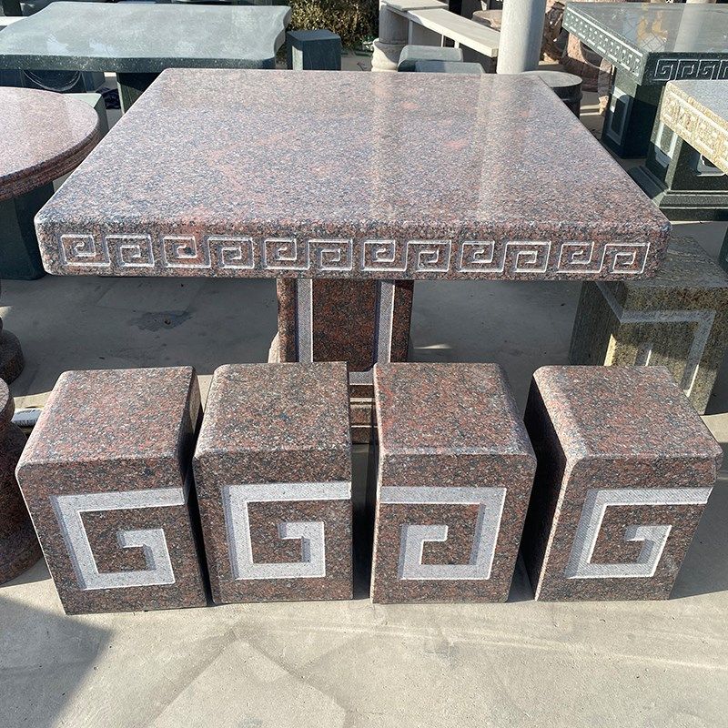 天然花岗岩青石棋盘大理石桌石凳庭院一套阳台石头室户外花园家用
