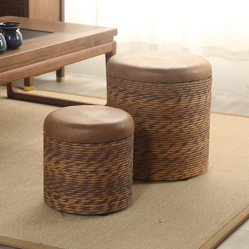 收纳凳子梳妆凳矮凳圆形坐箱坐凳客厅家用搁脚凳垫脚凳门口换鞋凳