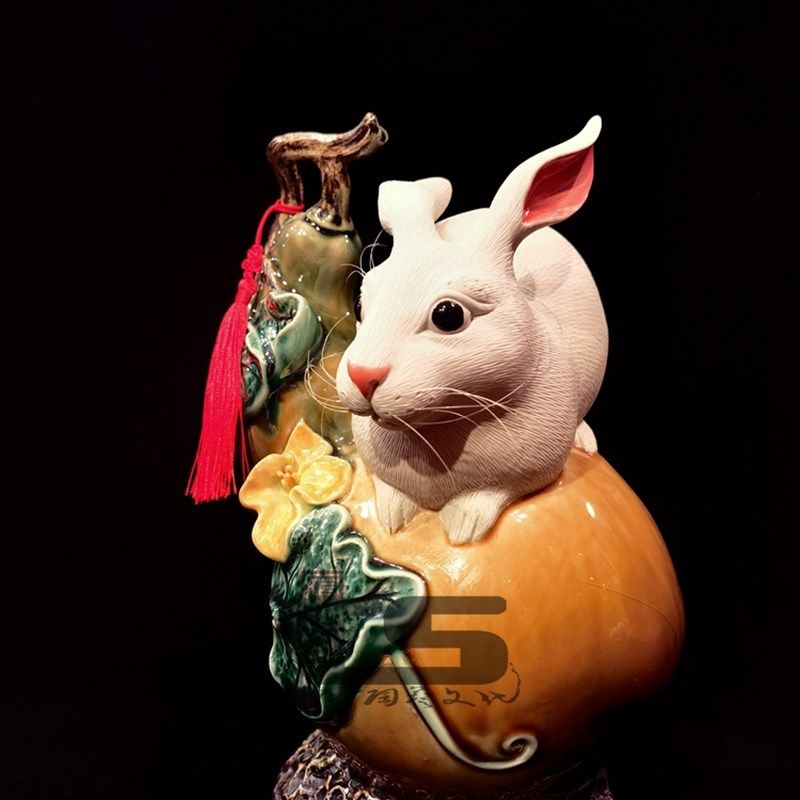 福禄葫芦吉祥生肖兔子陶瓷工艺石湾公仔公司家居中式饰柜客厅摆件,家居饰品,装饰摆件,淘宝优惠券,粉丝福利购,淘宝优惠卷