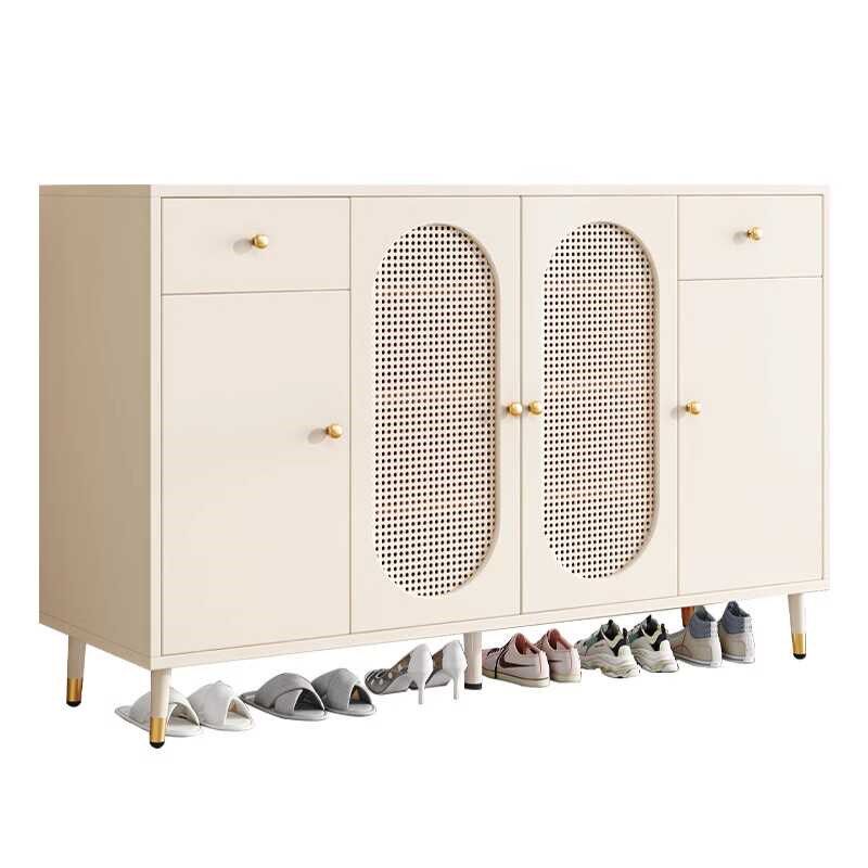 法式藤编鞋柜家用门口入户玄关柜鞋架一体靠墙大容量收纳柜奶油风