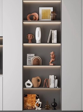 北欧风焦糖色高级感家居装饰品摆设电视柜大地色高端壁龛酒柜摆件