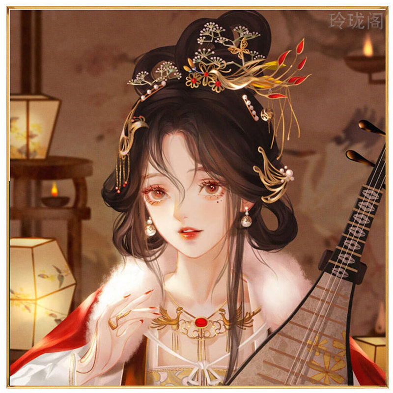 diy数字油画填充简单古风人物手工动漫卡通油彩填色画手绘画礼物