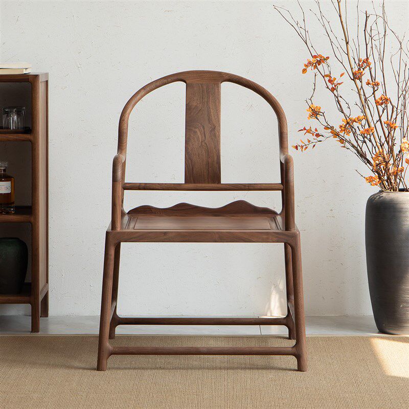 空器新中式黑胡桃木实木小圈椅围椅太师椅官帽椅茶椅主人椅休闲椅