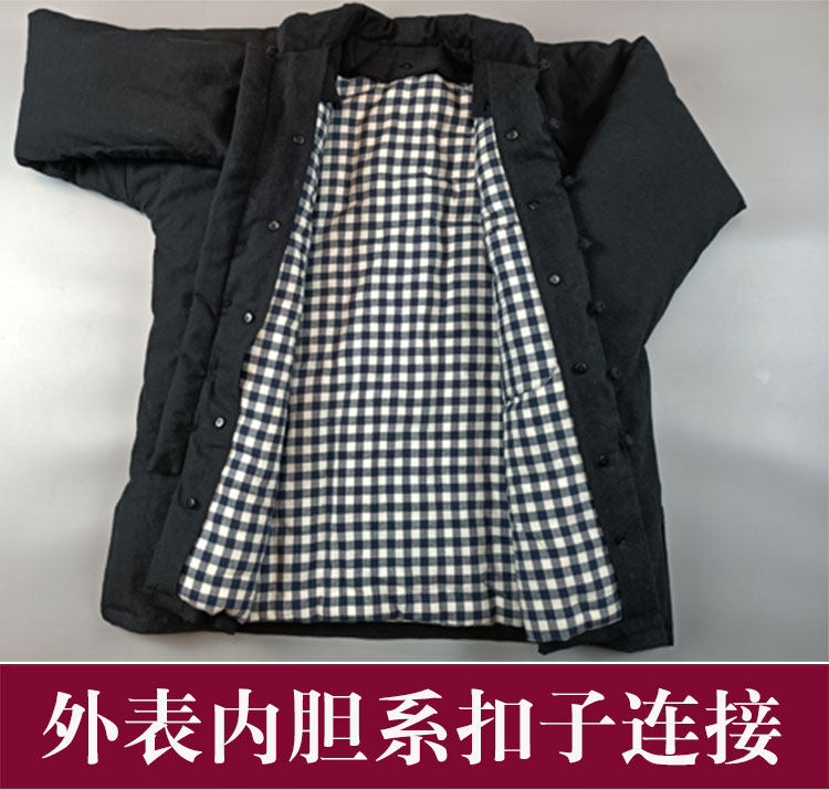 订做中老年连肩袖唐装男加厚棉花袄冬季中式棉服复古盘扣老式棉衣