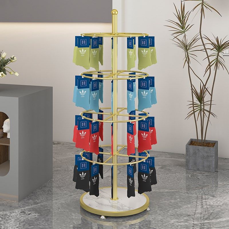 袜子展示架金属袜子展架服装店饰品挂架内衣内裤落地旋转货架多层