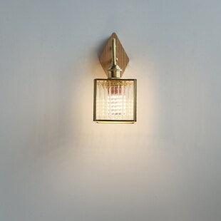 烁阳日式卧室床头壁灯怀旧走廊书房木质底座背景墙民宿复古玻璃灯