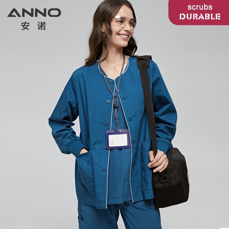 安诺手术服新款桃心领外出服男女款涤棉长袖洗手衣医生护士刷手衣
