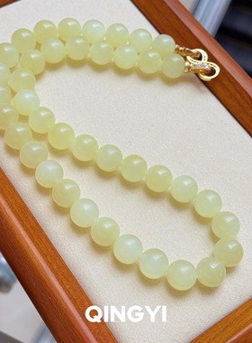 天然正品新疆若羌和田玉黄口项链12mm黄玉玉石塔链女款送朋友礼物