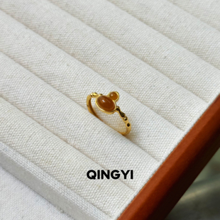 天然新疆且末和田玉糖玉葫芦戒指s925银红糖色女款玉石指环送礼物