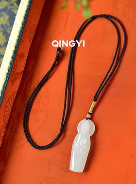 天然正品新疆和田玉白玉观音吊坠 手工雕刻菩萨玉石挂件项链饰品