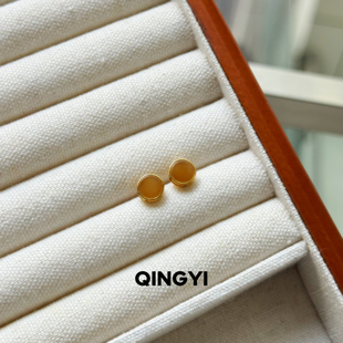 天然新疆且末和田玉糖玉耳钉s925银红糖色女款玉石耳饰送朋友礼物