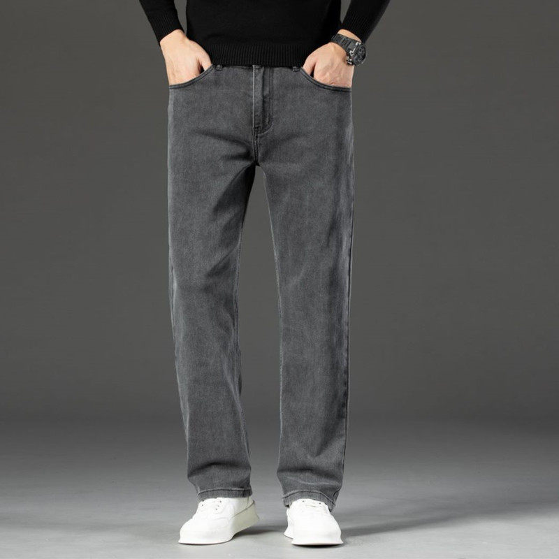 广州新塘高端牛仔裤男款宽松直筒2023新款秋冬弹力高腰休闲长裤子