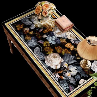 萱花染花卉系列防水防油pvc皮革防烫免洗长方形茶几垫餐垫碗垫桌