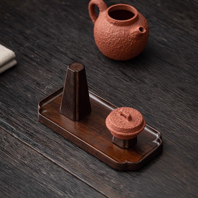 紫砂壶晾壶架陶瓷壶归壶架盖置黑檀木中式茶具配件泡茶壶茶托架子