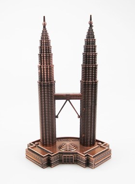 吉隆坡双子塔金属建筑模型摆件创意景区工艺品旅游纪念品毕业礼物