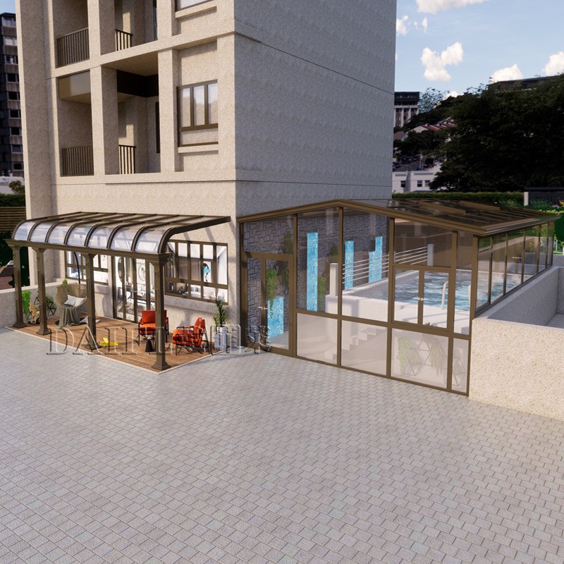 欧式别墅铝合金阳光房露台泳池盖断桥铝门窗封阳台花园遮雨棚定制