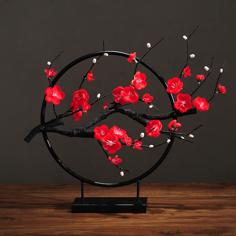 中式铁艺梅花摆件家居装饰品创意鸟玄关电视柜办公室软装禅意摆设