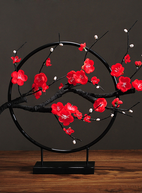 中式铁艺梅花摆件家居装饰品创意鸟玄关电视柜办公室软装禅意摆设
