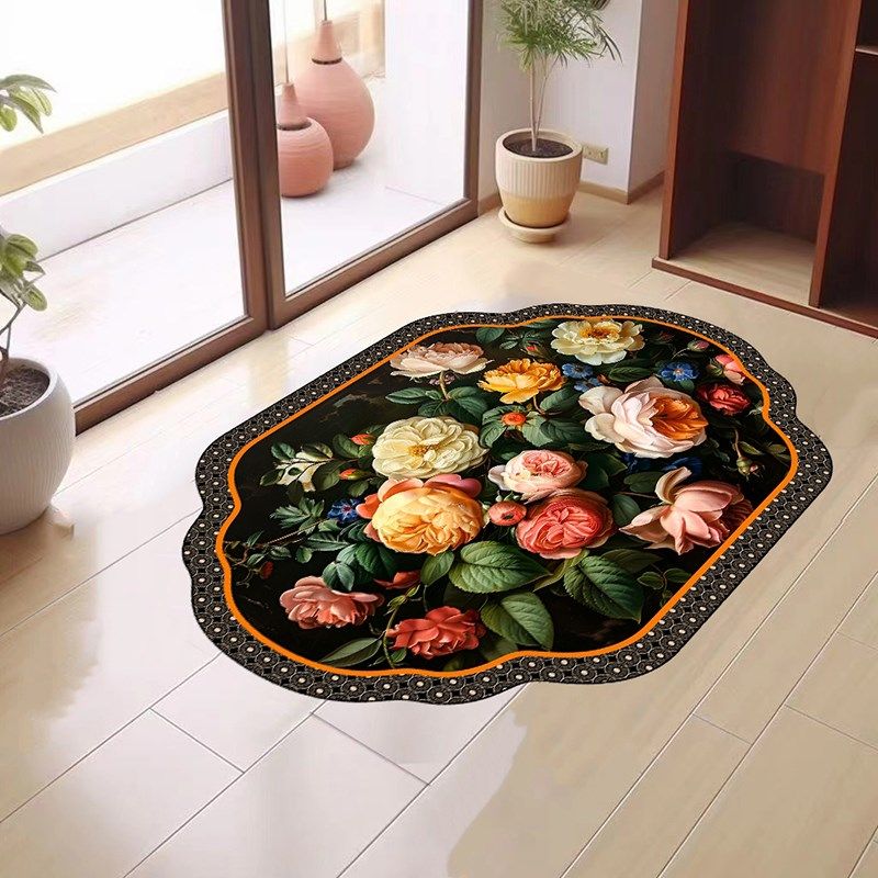 欧式复古玫瑰花地毯客厅茶几卧室床边毯美式田园风地垫入户门垫,居家布艺,入户地垫,淘宝优惠券,粉丝福利购,淘宝优惠卷